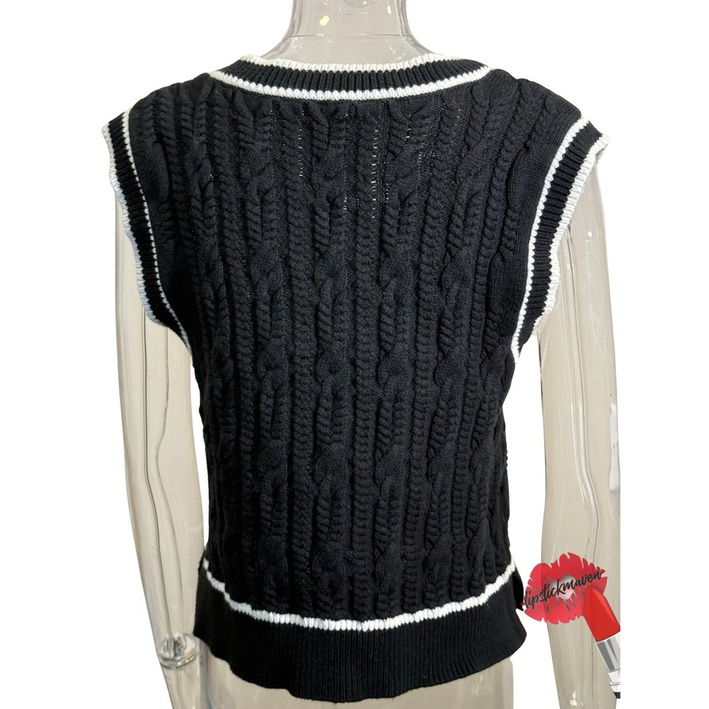 Abercrombie & Fitch Sweater Vest Womens Medium Navy Blue Y2K Tennis Tunic Preppy - Picture 2 of 13